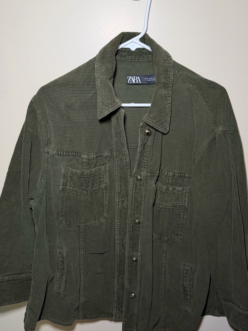 ZARA Olive Green Corduroy Overshirt Jacket